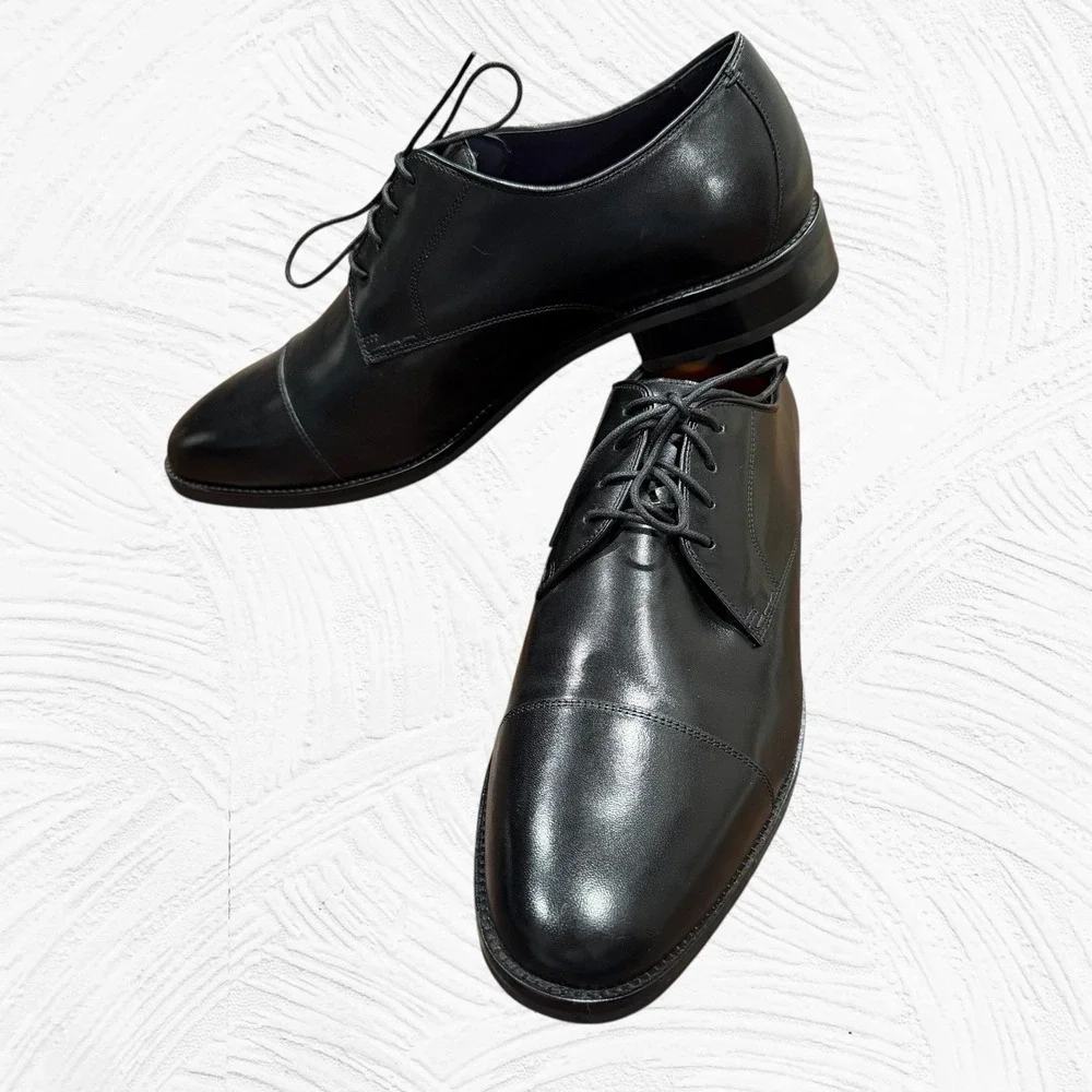 Cole Haan Lenox Hill Cap Toe Oxford C11630 Classic Black Leather Men 12M NEW